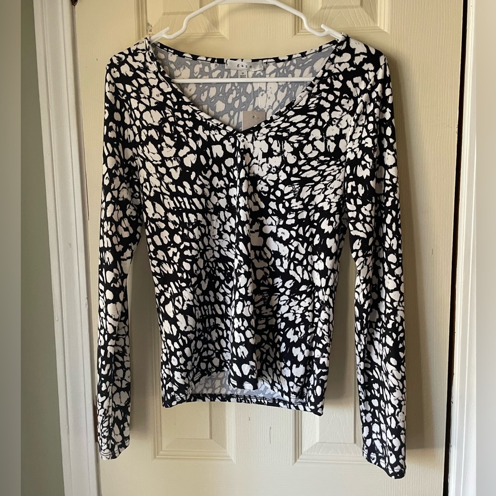 Long sleeve animal print blouse